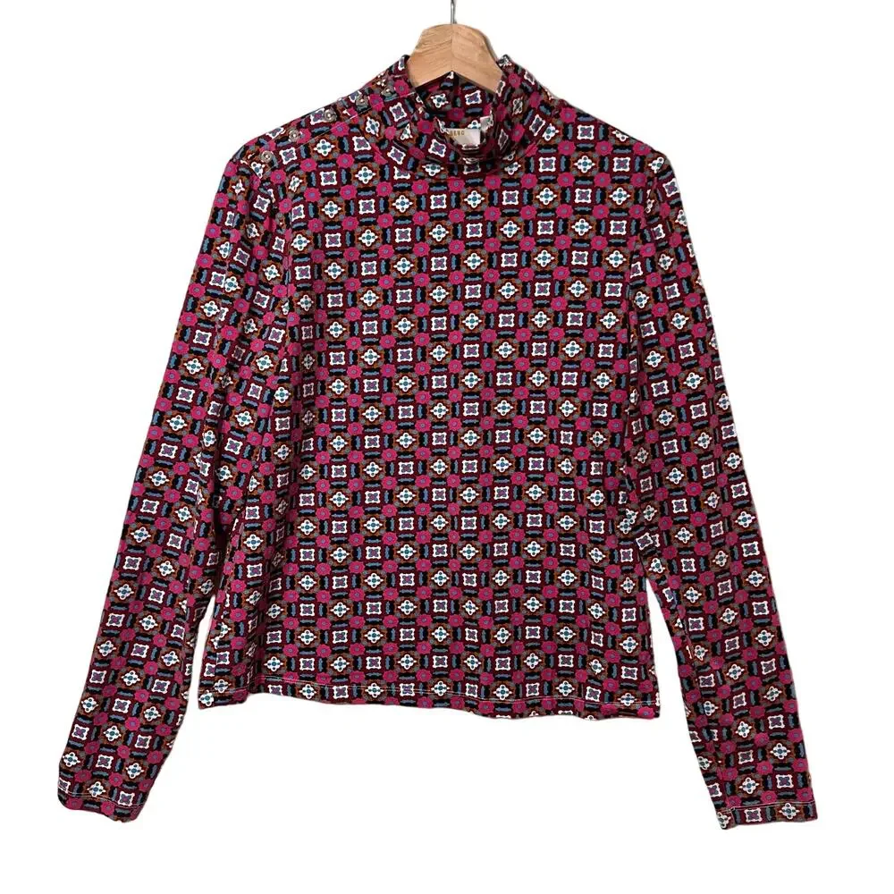 Maeve by Anthropologie Button Shoulder Turtleneck Blouse Top Long Sleeve Shirt - Picture 4 of 10